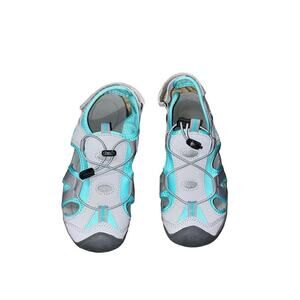 Crivit Grey Aqua Blue Hiking Strap Water Sandals Size 8